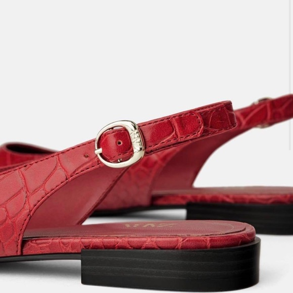 Zara Red Slip On Pointed Flats - Picture 2 of 3